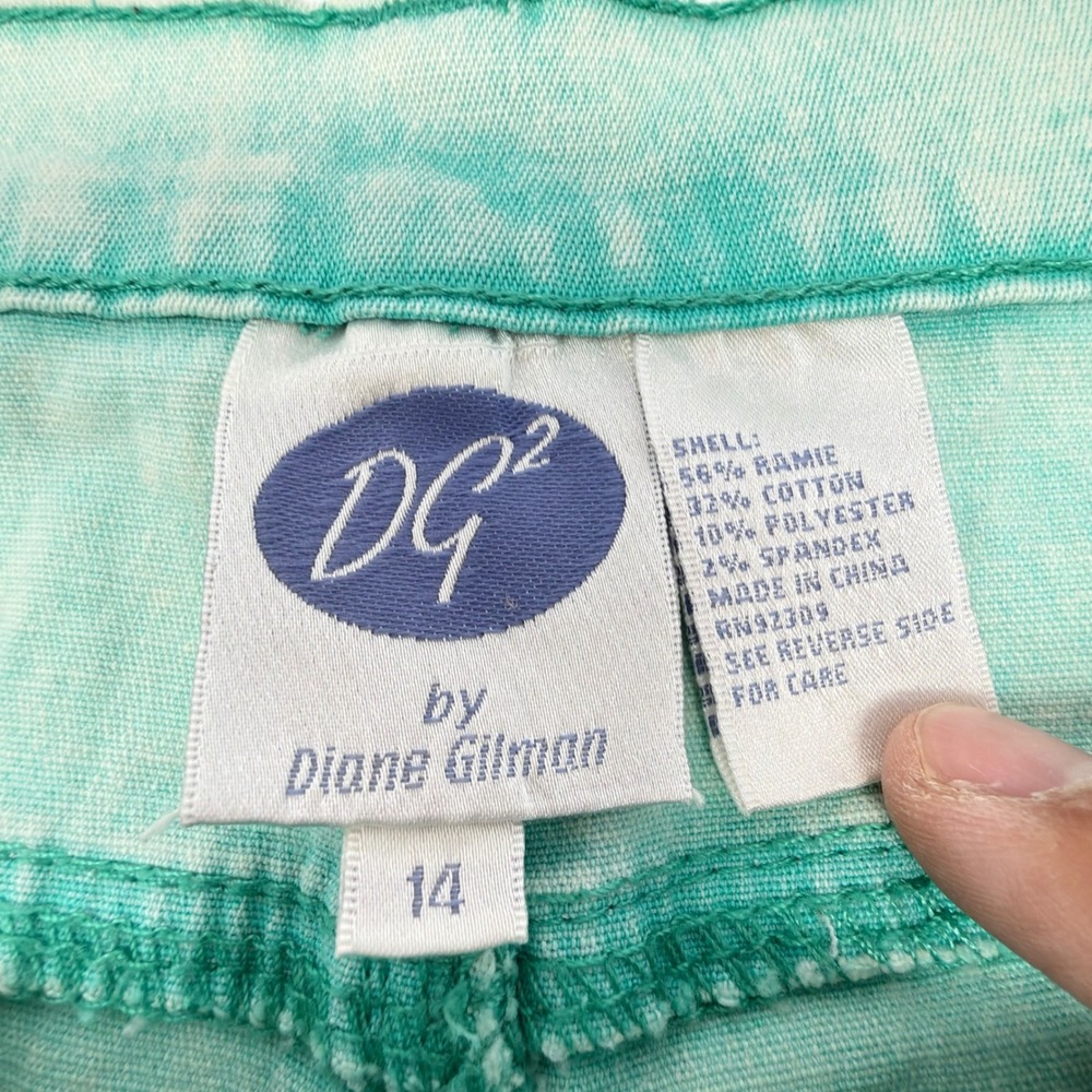 DG2 Diane Gilman Womens Jeans Size 14 Green Acid Wash Straight Leg Denim Pants - Picture 3 of 4